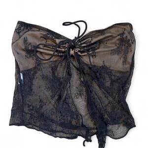 Black sheer strapless lace corset